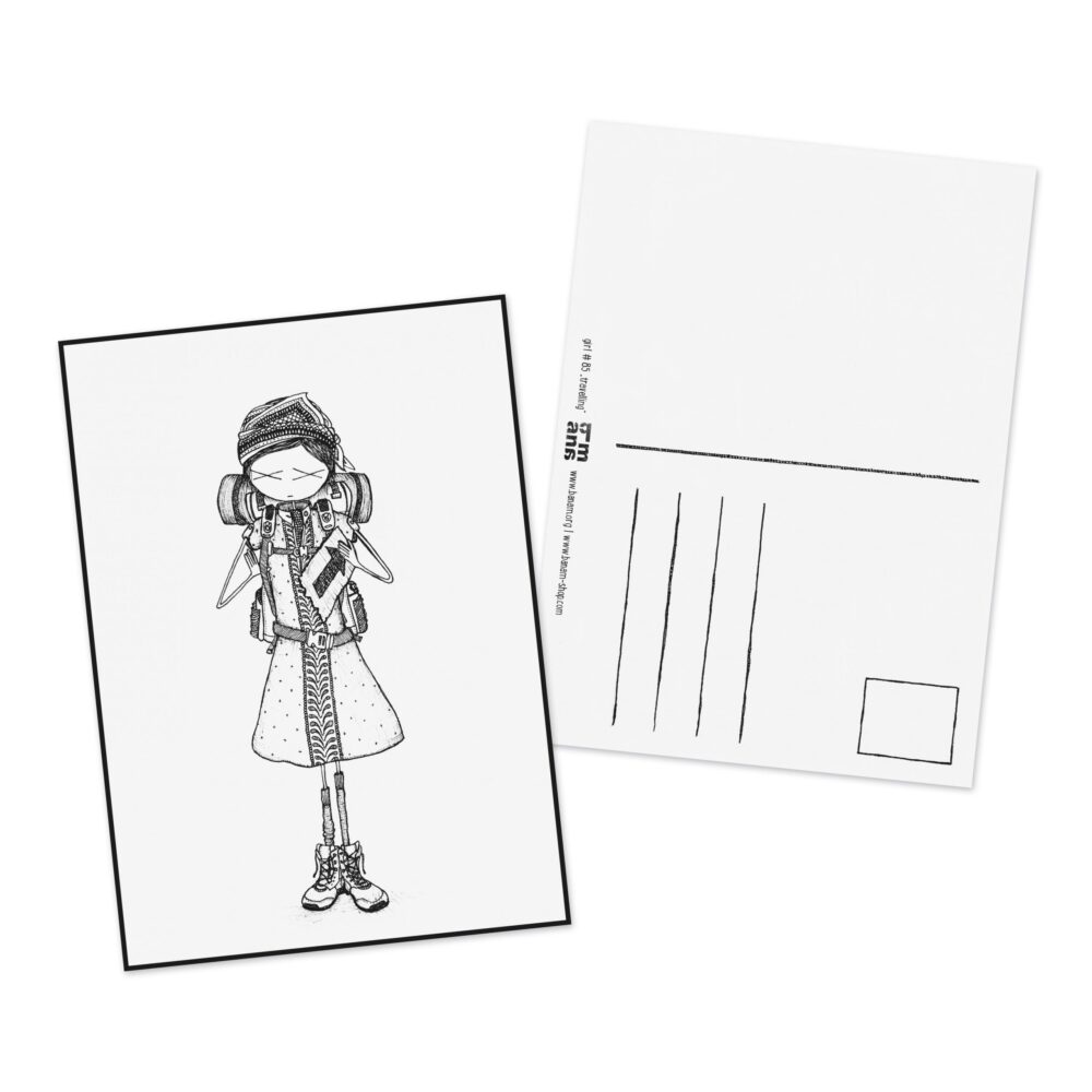 Postkarte girl "Reisemädchen"