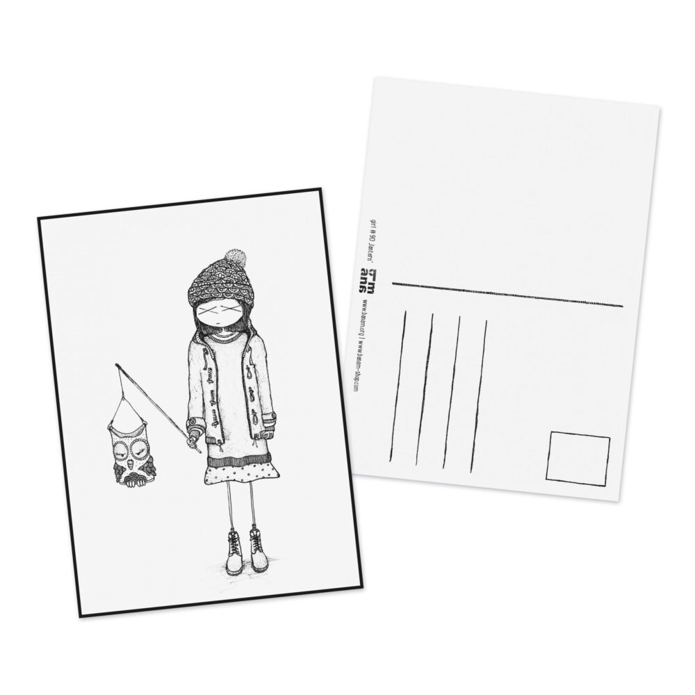Postkarte girl "Laternenmädchen"