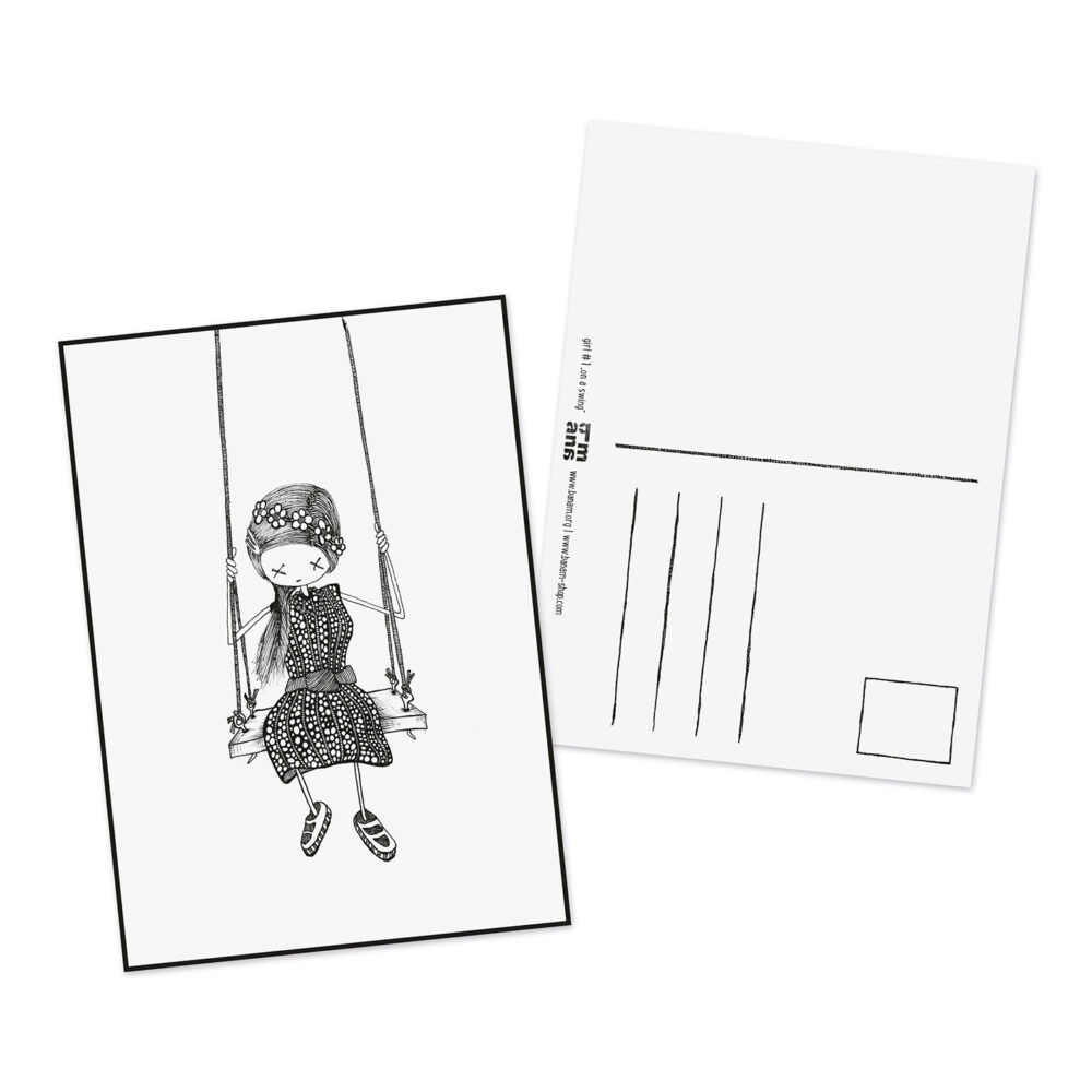 Postkarte girl "Schaukelmädchen"