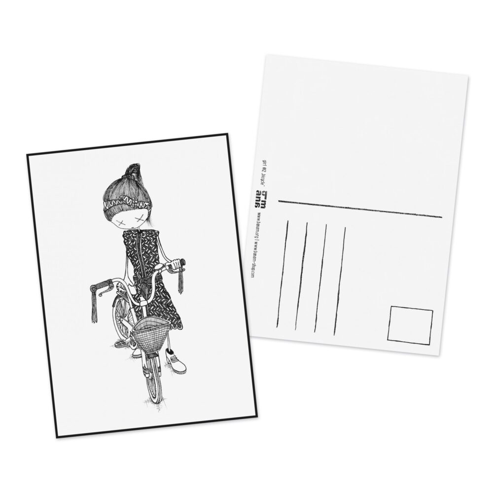 Postkarte girl "Fahrrad"