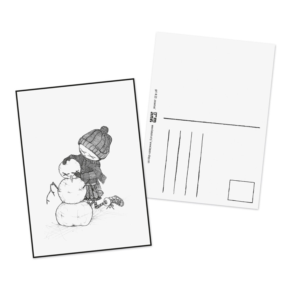 Postkarte girl "Schneemännchen"