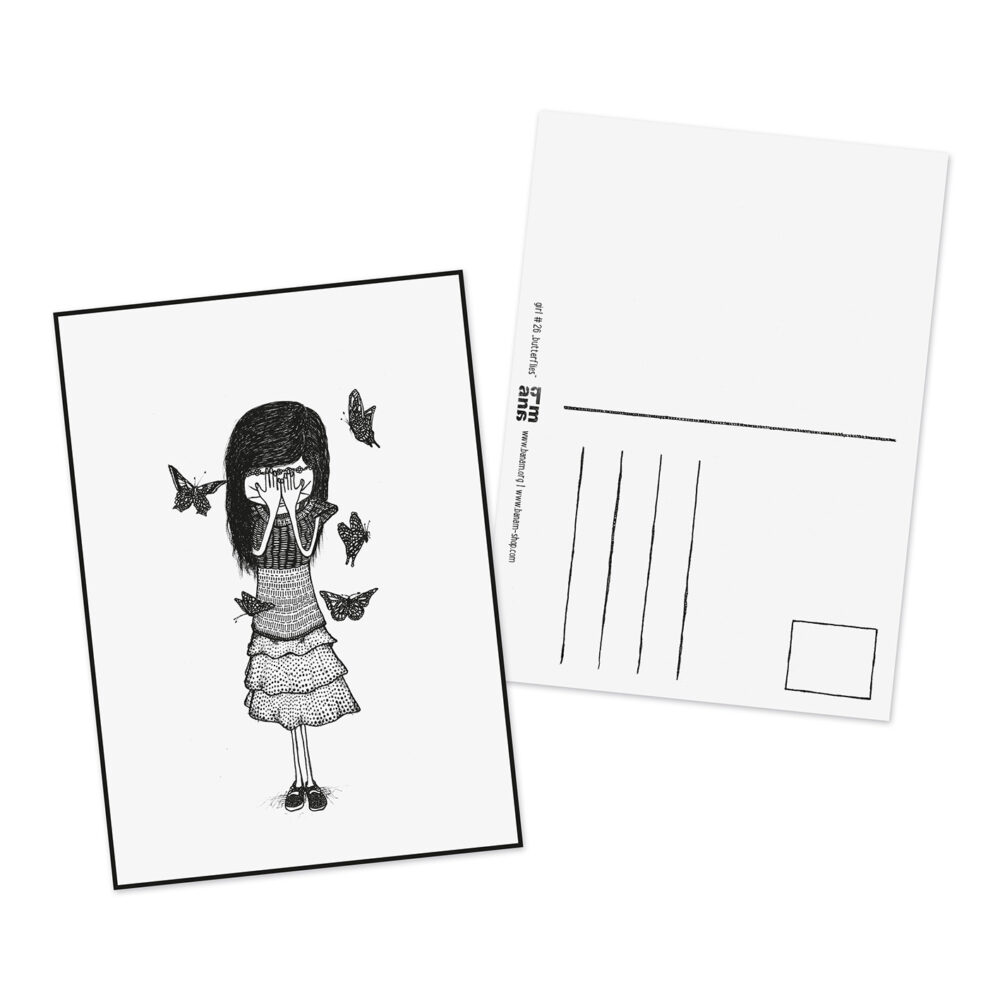 Postkarte girl "Schmetterlingsmädchen"