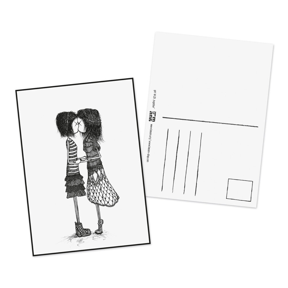 Postkarte girl "zusammen"