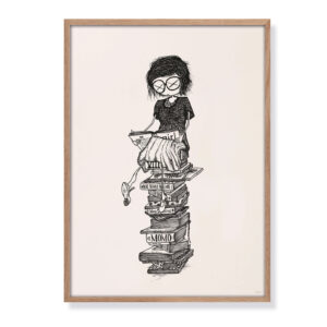 girl „bookworm“ limited Siebdruck (100 PCS.) von Hand gedruckt 35 x 50 cm