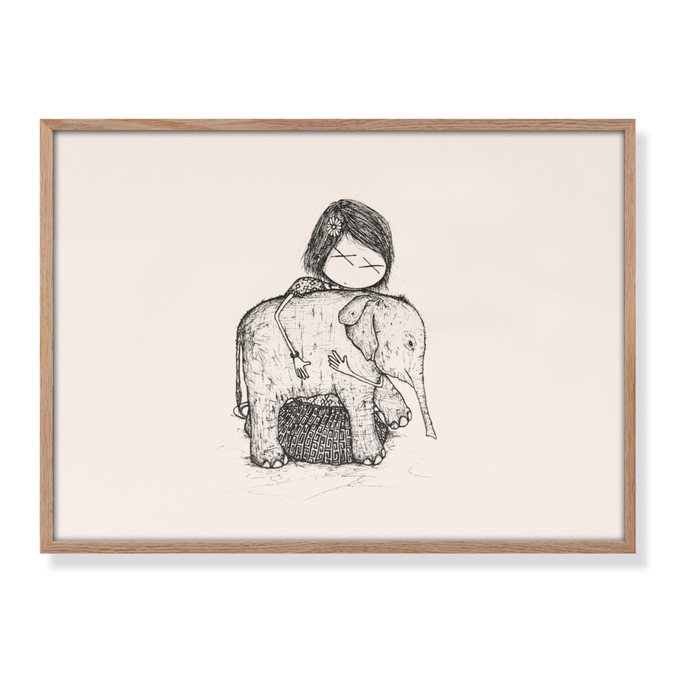 girl „elephant“ limited Siebdruck (100 PCS.) von Hand gedruckt 50 x 35 cm