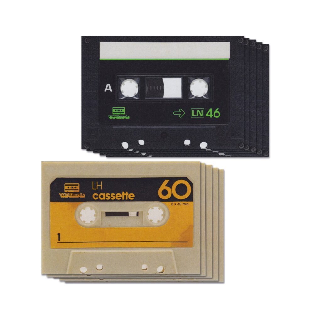 TAPEcard Set (10 Karten) Geschenk-, Notiz- oder Einladungskarten in Retro-Kassettenoptik