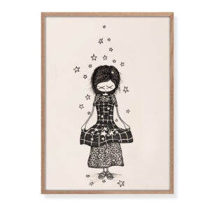 girl „catching stars“ limited Siebdruck (100 PCS.) von Hand gedruckt 35 x 50 cm