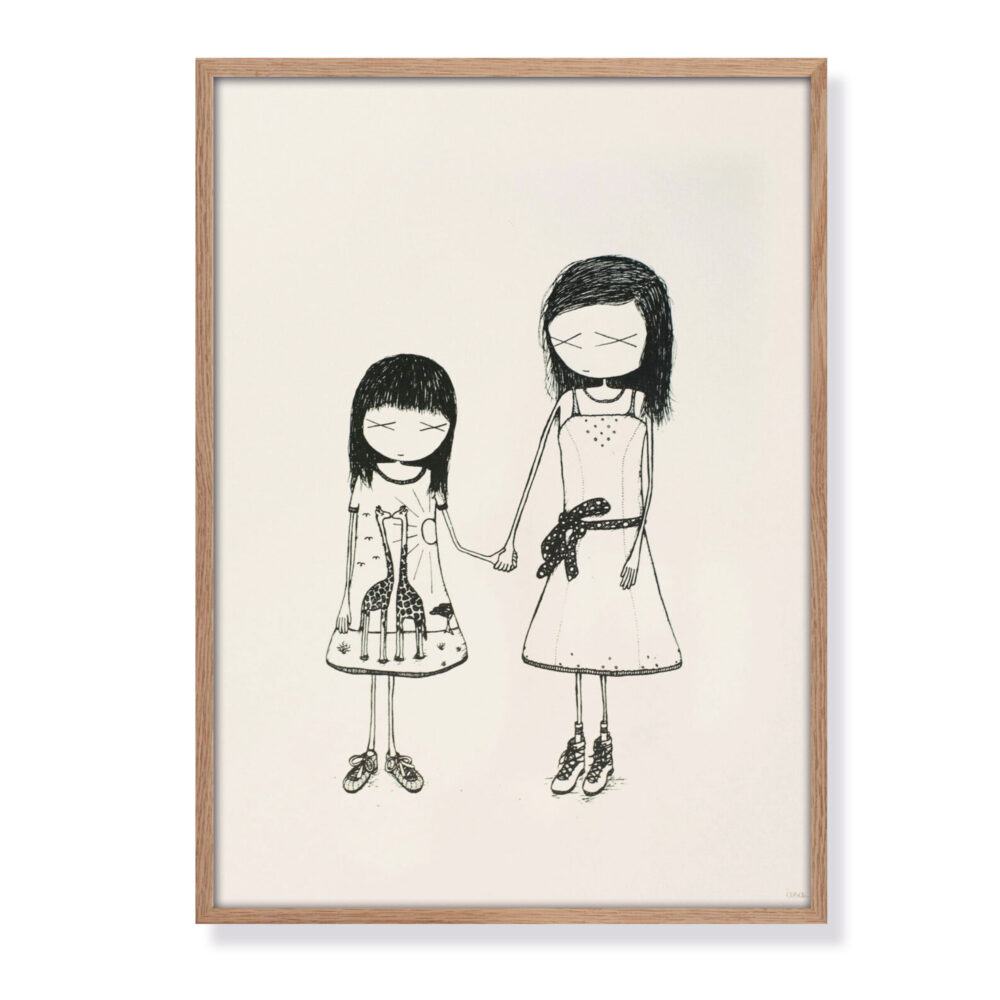 girl „sisters“ limited Siebdruck (100 PCS.) von Hand gedruckt 35 x 50 cm
