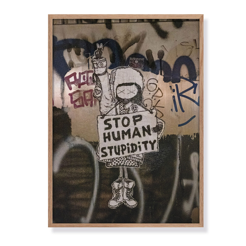 girl „stop human stupidity“ Streetart Fotografie - Fine Art Print 30 x 40 cm