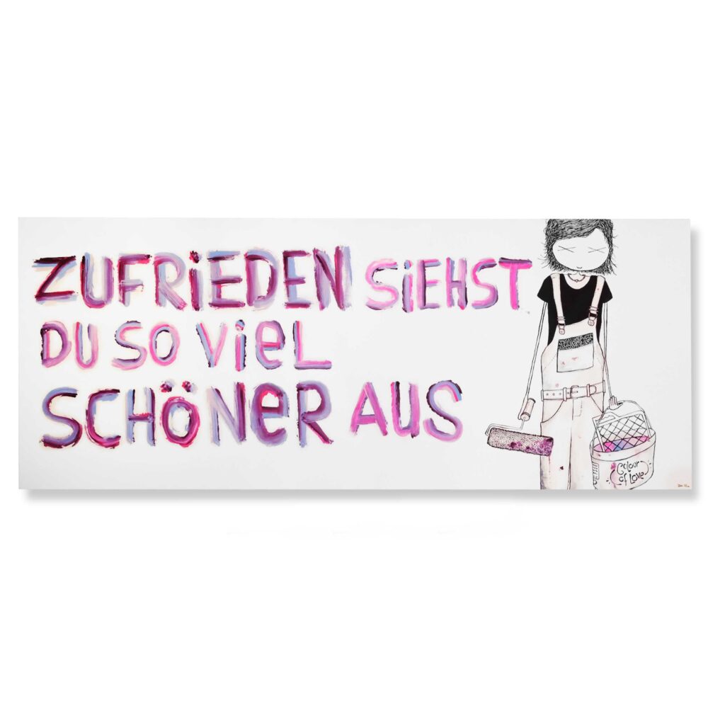 EINZELSTÜCK - girl „renovate“ ZUFRIEDEN SIEHST DU SO VIEL SCHÖNER AUS, 125 x 50 cm